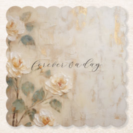 Cream Peach Rose Hochzeit Untersetzer