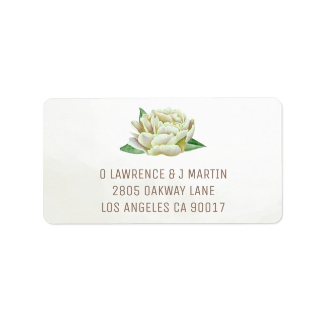 Cream Peony Address Labels Adressaufkleber (Vorne)