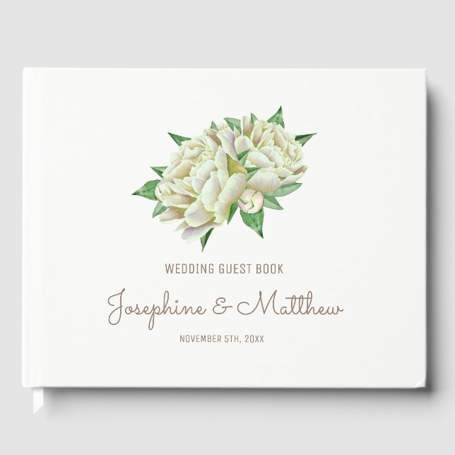 Cream Peony Wedding Gästebuch (Vorderseite)