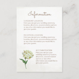 Cream Peony Wedding Information Cards Begleitkarte