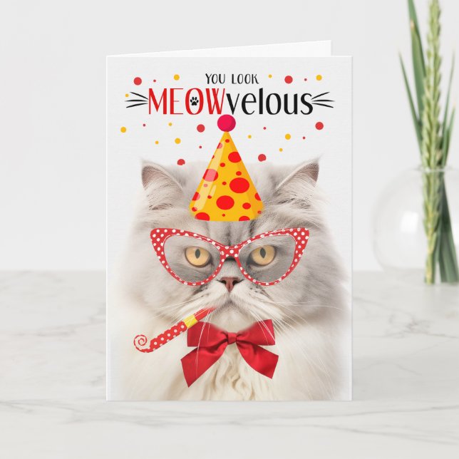 Cream Persian Cat MEOWvelous Birthday Karte (Vorderseite)
