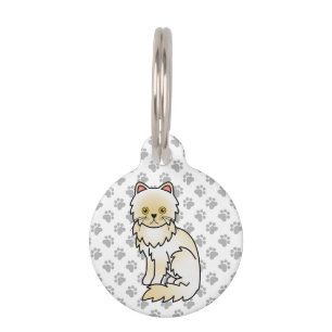 Cream Persian Niedlich Cartoon Cat & Pet's Info Haustiermarke