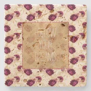 Cream Pink Burgundy Blumenzettel Steinuntersetzer