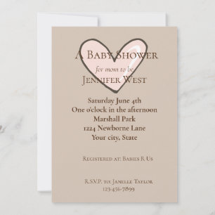 Cream Pink Heart Baby Dusche Einladung