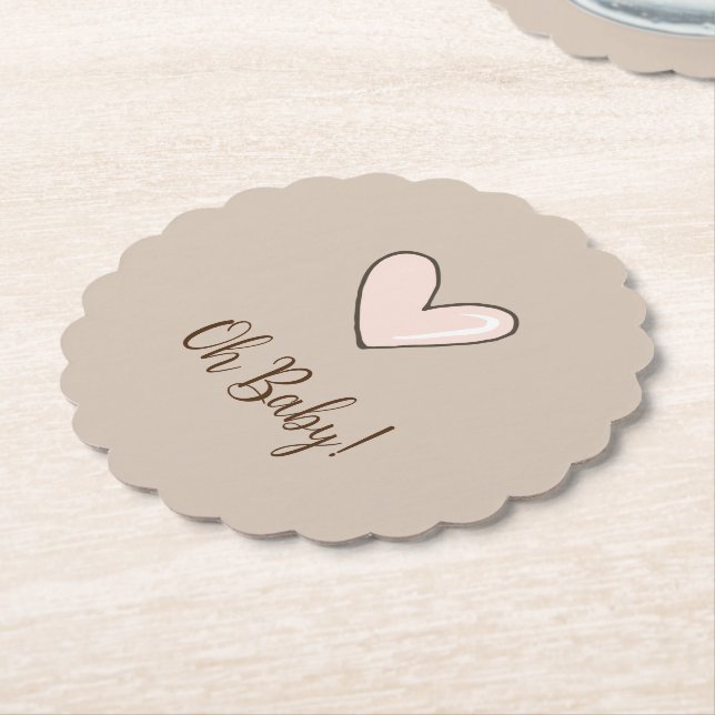 Cream Pink Heart Baby Dusche Untersetzer (angewinkelt)