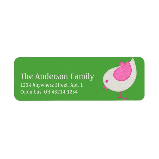 Cream & Pink Little Birdie 4 Chic Address Labels (Vorne)