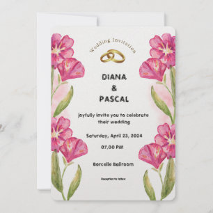 Cream Pink Watercolor Einladung zur Hochzeit