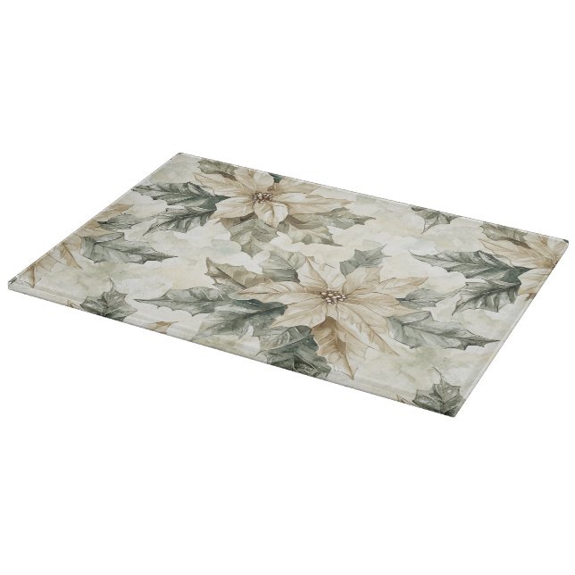Cream Poinsettia Blume Schneidebrett (Ecke)