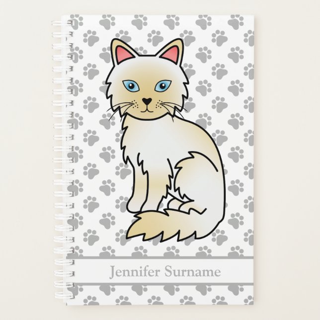 Cream Point Birman / Ragdoll Cat and Paws & Text Planer (Vorderseite)