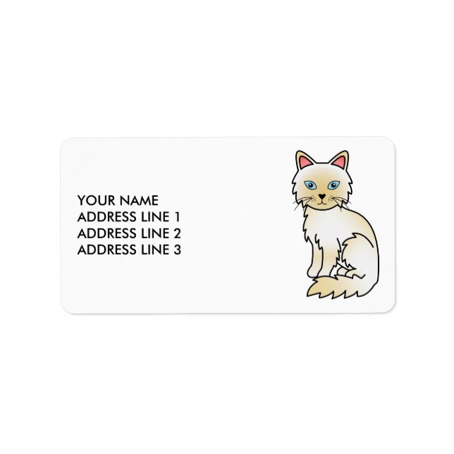 Cream Point Birman / Ragdoll Cat & Custom Text Adressaufkleber (Vorne)