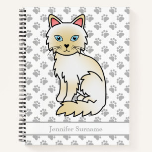 Cream Point Birman / Ragdoll Cat & Custom Text Notizbuch