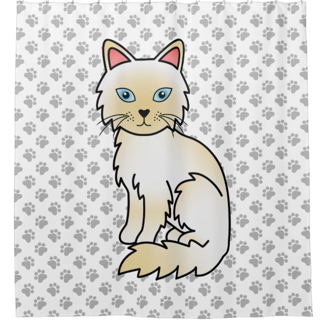 Cream Point Birman / Ragdoll Cat & Paws Duschvorhang (Vorderseite)