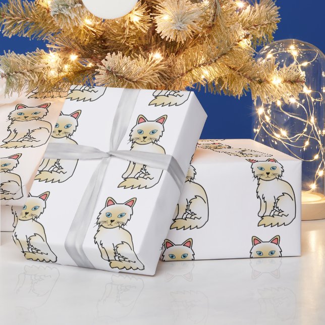 Cream Point Birman / Ragdoll Niedlich Cat Pattern Geschenkpapier (Feiertage)