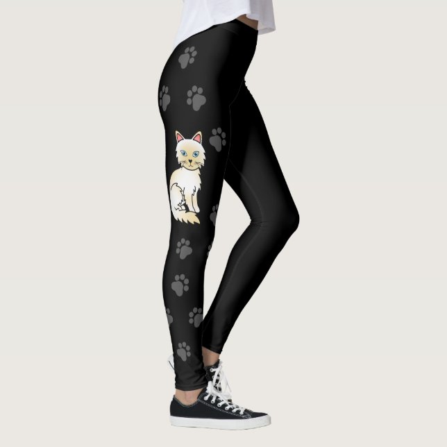 Cream Point Birman / Ragdoll Niedlich Cat & Paws B Leggings (Rechts)