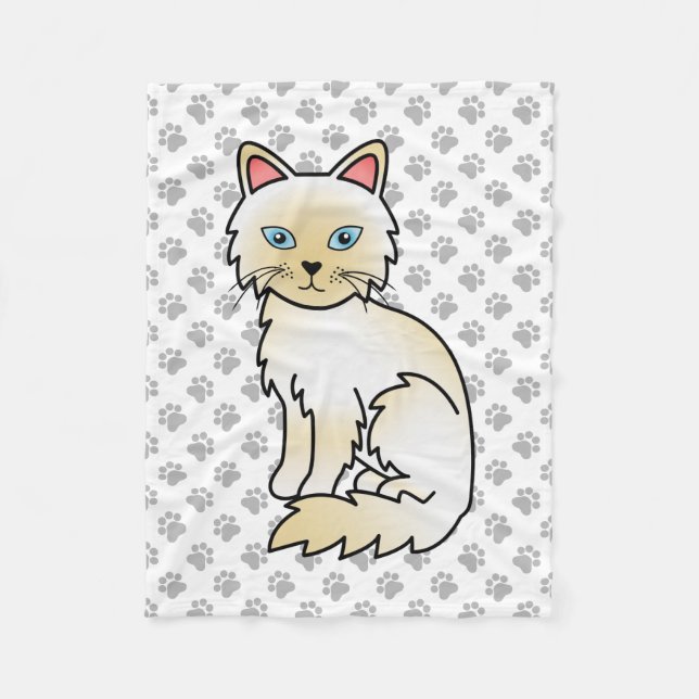 Cream Point Birman / Ragdoll Niedlich Cat & Paws Fleecedecke (Vorderseite)