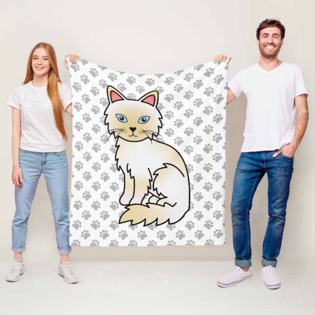 Cream Point Birman / Ragdoll Niedlich Cat & Paws Fleecedecke (Beispiel)