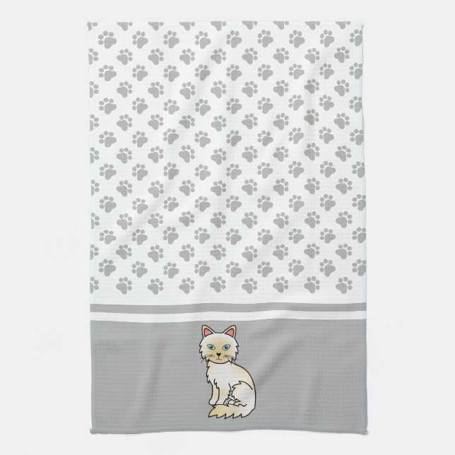 Cream Point Birman / Ragdoll Niedlich Cat & Paws Geschirrtuch (Vertikal)