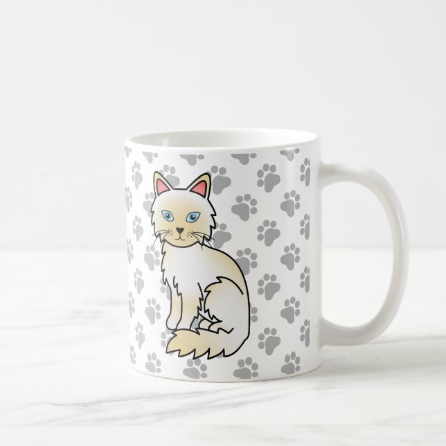 Cream Point Birman / Ragdoll Niedlich Cat & Paws Kaffeetasse (Rechts)