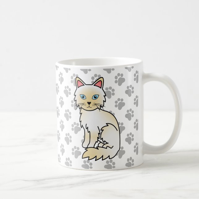 Cream Point Birman / Ragdoll Niedlich Cat & Paws Kaffeetasse (Rechts)