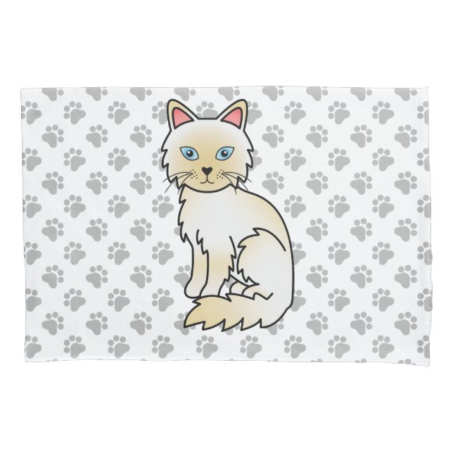Cream Point Birman / Ragdoll Niedlich Cat & Paws Kissenbezug (Vorderseite)