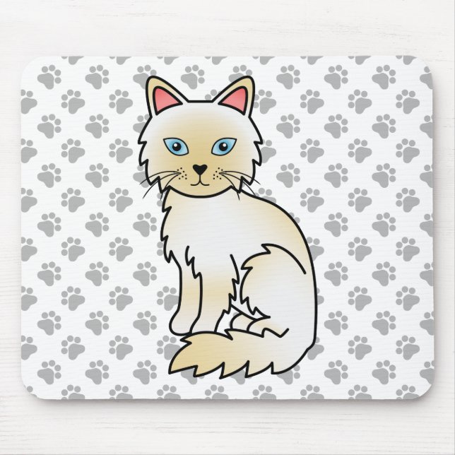 Cream Point Birman / Ragdoll Niedlich Cat & Paws Mousepad (Vorne)