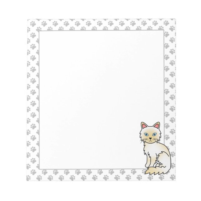Cream Point Birman / Ragdoll Niedlich Cat & Paws Notizblock (Vorderseite)