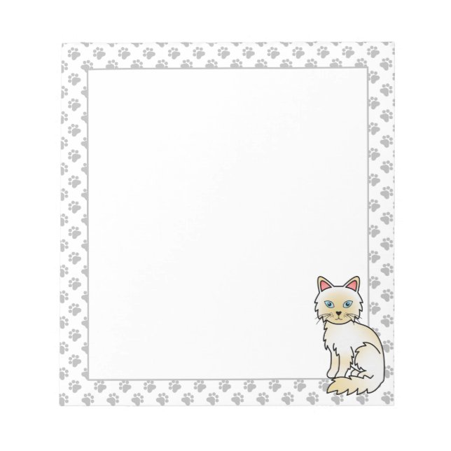 Cream Point Birman / Ragdoll Niedlich Cat & Paws Notizblock (Vorderseite)