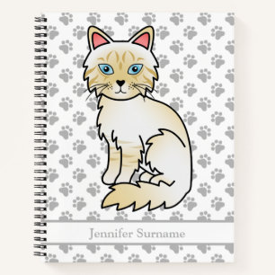 Cream Point Tabby Birman/Ragdoll Cat & Custom Text Notizbuch