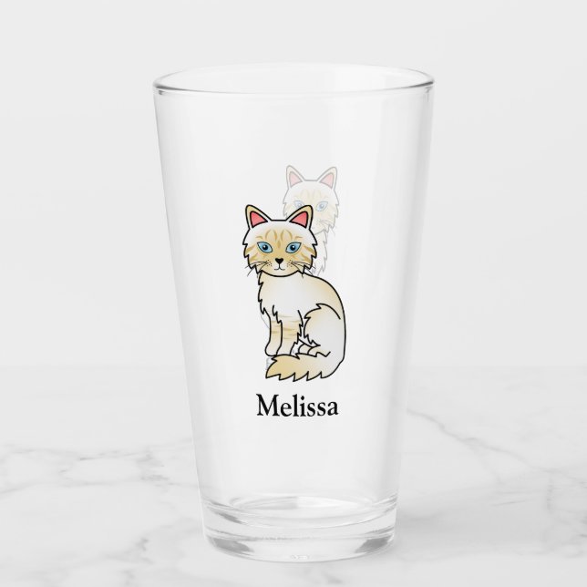 Cream Point Tabby Birman / Ragdoll Cat & Name Glas (Vorderseite)