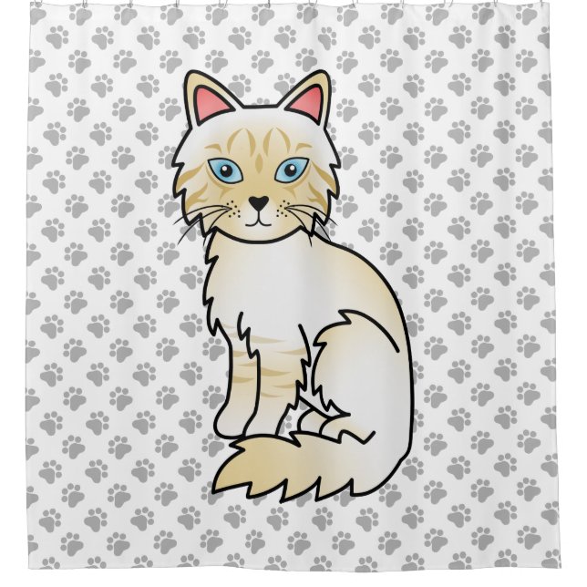 Cream Point Tabby Birman / Ragdoll Cat & Paws Duschvorhang (Vorderseite)