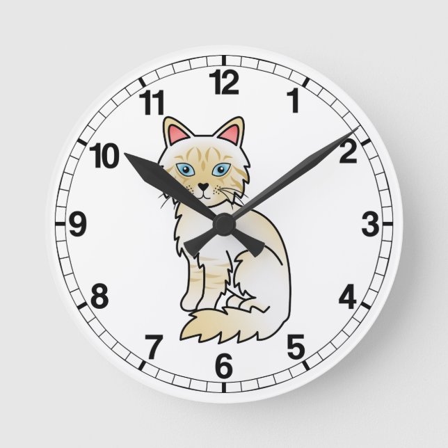 Cream Point Tabby Birman / Ragdoll Cat Runde Wanduhr (Vorderseite)