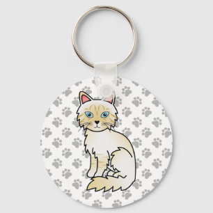 Cream-Point-Tabby-Birman/Ragdoll-Katze-Zeichnung Schlüsselanhänger
