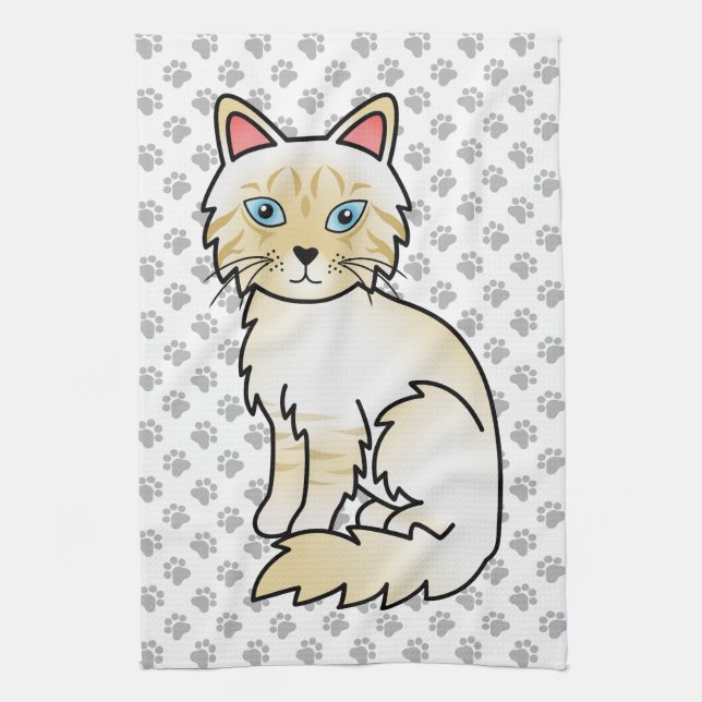 Cream Point Tabby Birman / Ragdoll Niedlich Cat &  Geschirrtuch (Vertikal)