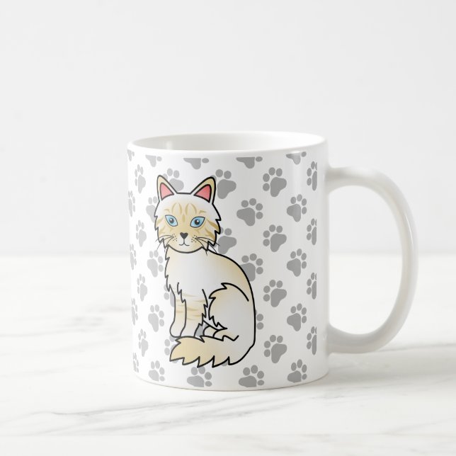 Cream Point Tabby Birman / Ragdoll Niedlich Cat &  Kaffeetasse (Rechts)