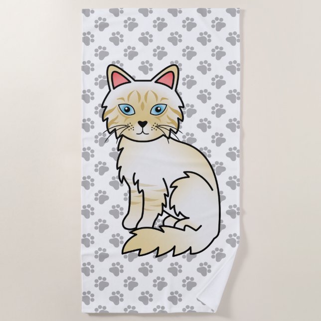 Cream Point Tabby Birman / Ragdoll Niedlich Cat &  Strandtuch (Vorderseite)