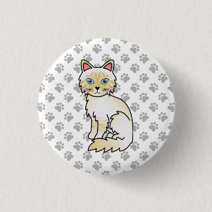 Cream Point Tabby Birman / Ragdoll süße Katze & Pf Button