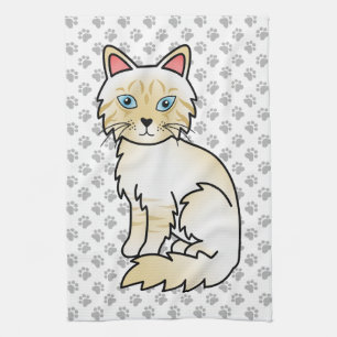 Cream Point Tabby Birman / Ragdoll süße Katze & Pf Geschirrtuch