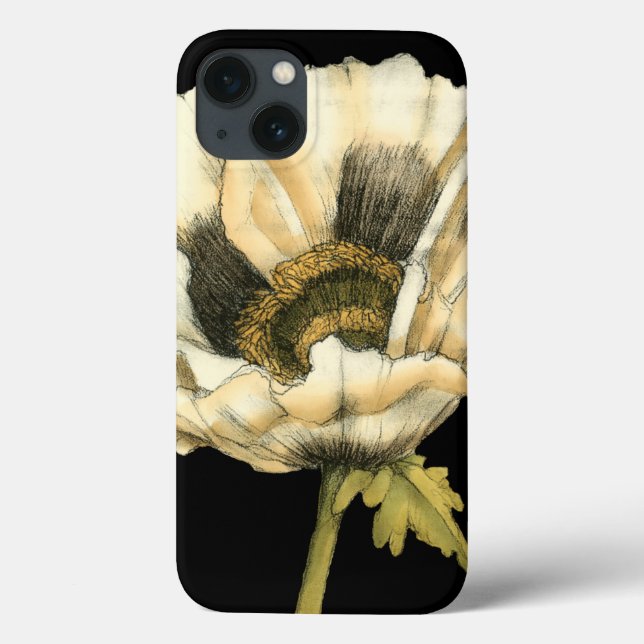 Cream Poppy Blume im schwarzen Hintergrund Case-Mate iPhone Hülle (Rückseite)
