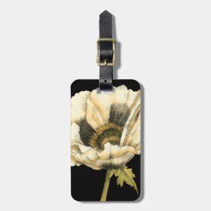 Cream Poppy Blume im schwarzen Hintergrund Gepäckanhänger