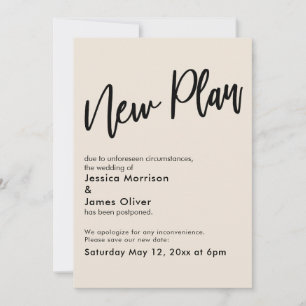 Cream Postpected Wedding New Plan Update Card Einladung