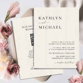 Cream QR-Code in einer modernen Minimalistischen H Einladung