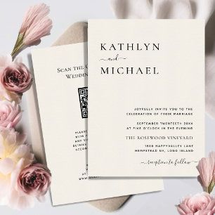 Cream QR-Code in einer modernen Minimalistischen H Einladung