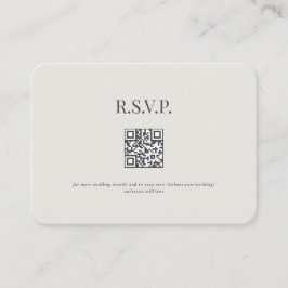 Cream QR-Code Runded Gray Text Wedding RSVP Begleitkarte