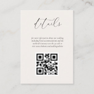 Cream QR Code Wedding Website Enclosure Card Begleitkarte