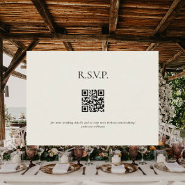 Cream QR Code Zeitgenössischer Hochzeitbericht RSV Begleitkarte