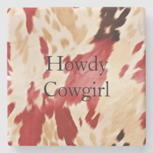 Cream Red Black Cowhide Weihnachten Steinuntersetzer