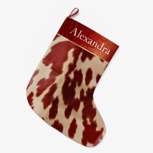 Cream Red Cowhide Weihnachtsname Großer Weihnachtsstrumpf