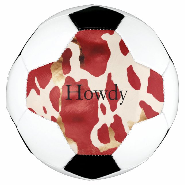 Cream Red Gold Western Cowhide Howdy Fußball (Vorderseite)