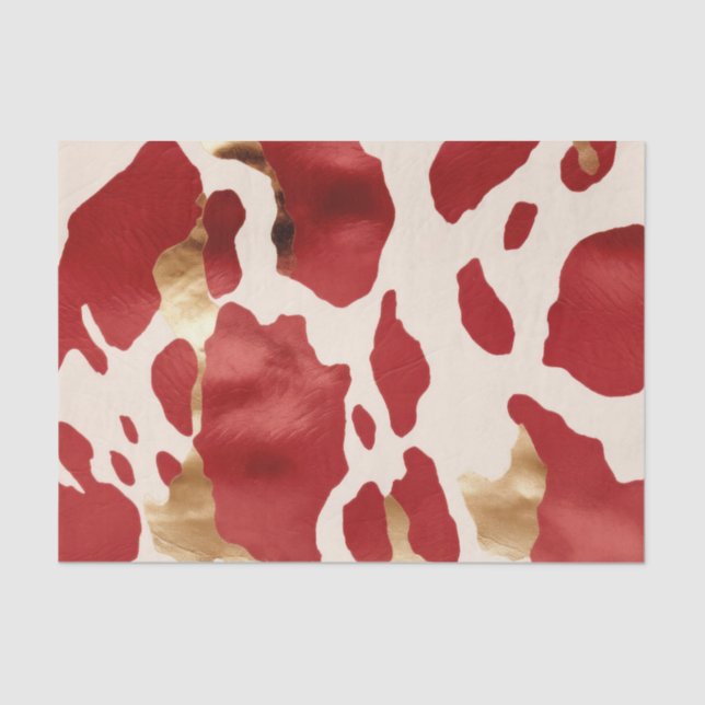 Cream Red Gold Western Cowhide Howdy Seidenpapier (Vorderseite)