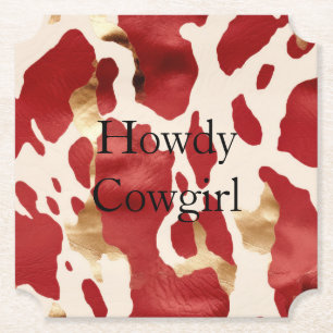 Cream Red Gold Western Cowhide Untersetzer